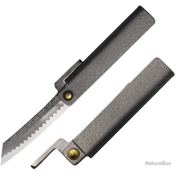 Couteau Higonokami Tsuchime Medium Lame Acier VG-10 Manche Acier Pli Japan HIGOTM02