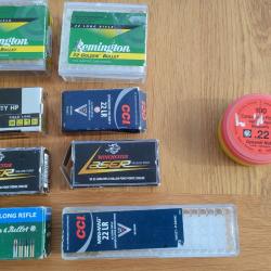 Lot de diverses boîtes de 22lr, 283 cartouches