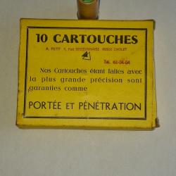 Boite complète de 10 cartouches CAL 12 armurerie PETIT à cholet vendu par poudrenoirepro