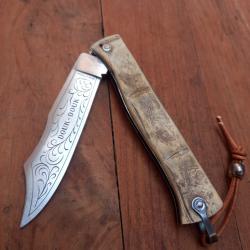 Joli et unique Couteau DOUKDOUK Manche en Peau de Ventre de CROCO