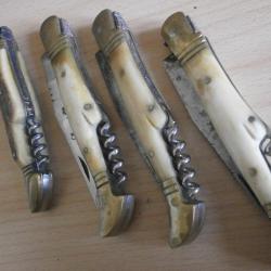 Lot de 4 Laguiole anciens, manches en corne