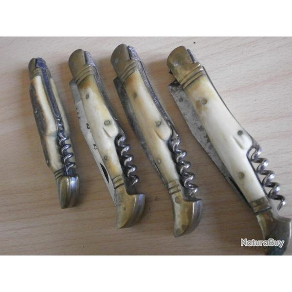 Lot de 4 Laguiole anciens, manches en corne