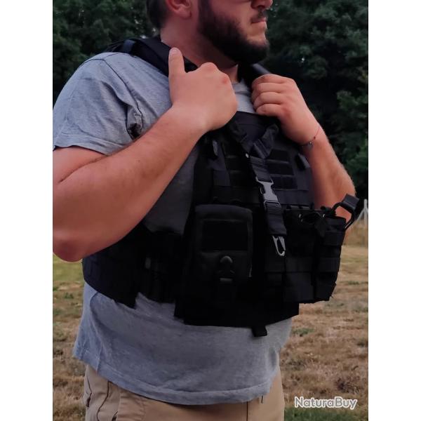Veste XL porte plaque molle noir
