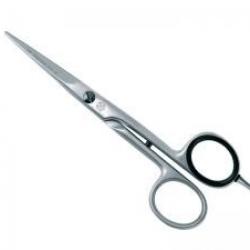 Ciseaux coiffeur modèle droit DUE CIGNI, une lame microdentée, avec amortisseur et poucette,13 cm,