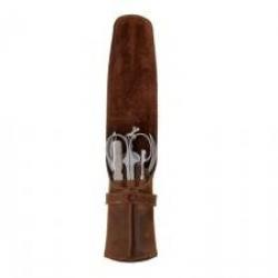 Pochette manucure ALPEN « COUNTRY LINE », cuir country à fermeture pression, 4 pièces inox satiné