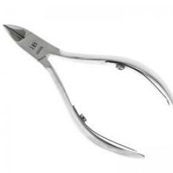 Pince HB à ongles ouverte, acier inox brossé, mors concaves effilés, double ressort, 12 cm.