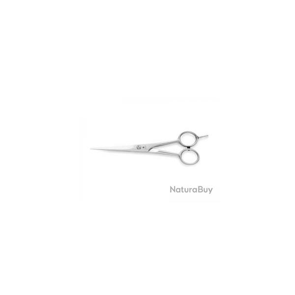 Ciseaux coiffeur dovo une lame micro-dente, avec amortisseur et poucette  vis inox satin.