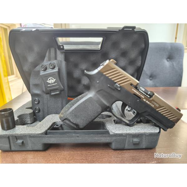Sig Sauer  P320  9 mm Pak + holster inside + embout lance balles caoutchouc + 10 balles caoutchouc