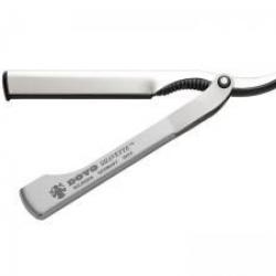 Shavette aluminium gris, manche inox satiné, livrée avec une lame interchangeable