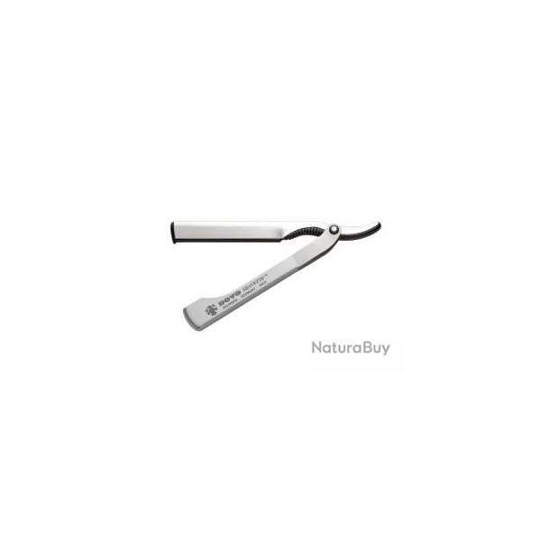 Shavette aluminium gris, manche inox satin, livre avec une lame interchangeable