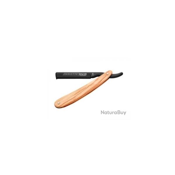 Shavette DOVO aluminium noir, manche olivier, livre avec une lame interchangeable