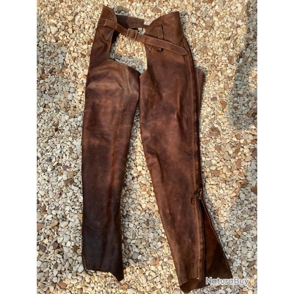 Chaps sur-pantalon cuir C. Godefroy Dupont Taille 2 Equitation chasse