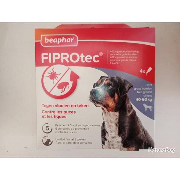 Lot de 5 botes de pipettes anti puce et tique fiprotec beaphar