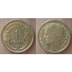 France 1 Franc 1938 Morlon Tete de Laurier Francs Frc Frcs