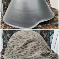 Casque Allemagne de l'Est modèle 56/66 avec sa capuche couvre casque - NVA - VOPO -