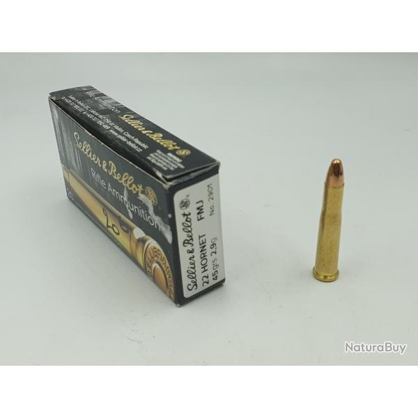 BOITE DE 18 MUNITIONS AU CALIBRE 22HORNET SELLIER & BELLOT