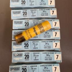 lot de 70 cartouches Tunet 20/76 Pb7 magnum 610