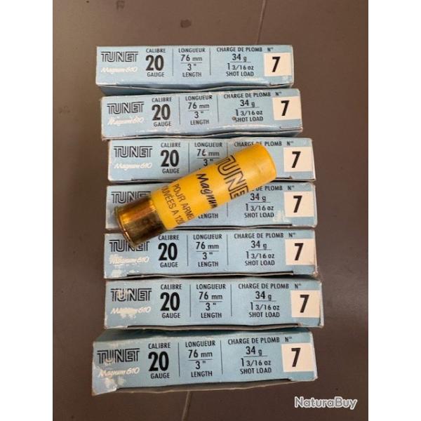 lot de 70 cartouches Tunet 20/76 Pb7 magnum 610