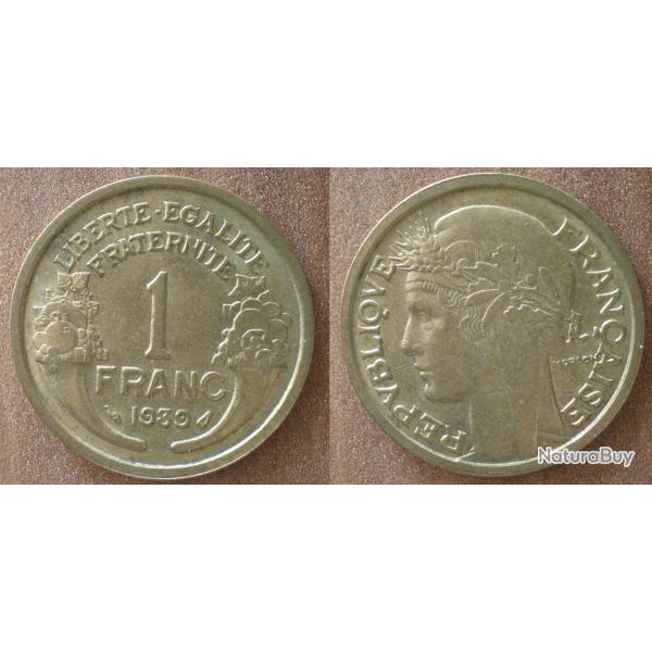 France 1 Franc 1939 Neuve Morlon Tete de Laurier Francs Frc Frcs