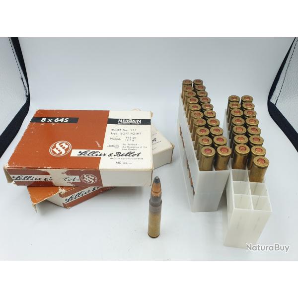 LOT DE 36 MUNITIONS SELLIER BELLOT CALIBRE 8X64S