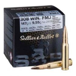 CARTOUCHE Sellier & Bellot FMJ 308 Win 147grs / 9.55g x50