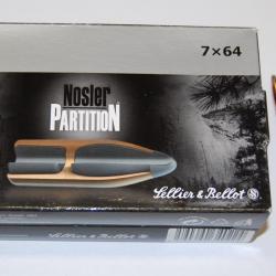 Cartouche Sellier & Bellot calibre 7X64 NOSLER PARTITION 175grs 11.35g x20