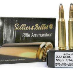 Cartouche Sellier & Bellot 222 REM SP 50grs 3.24g x20