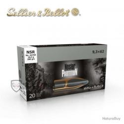 Cartouche Sellier & Bellot calibre 9.3X62 nosler partition 286grs 18.5g x20