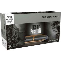 Cartouche Sellier & Bellot calibre 300WIM NOSLER PARTITION 180grs 11.7g x20