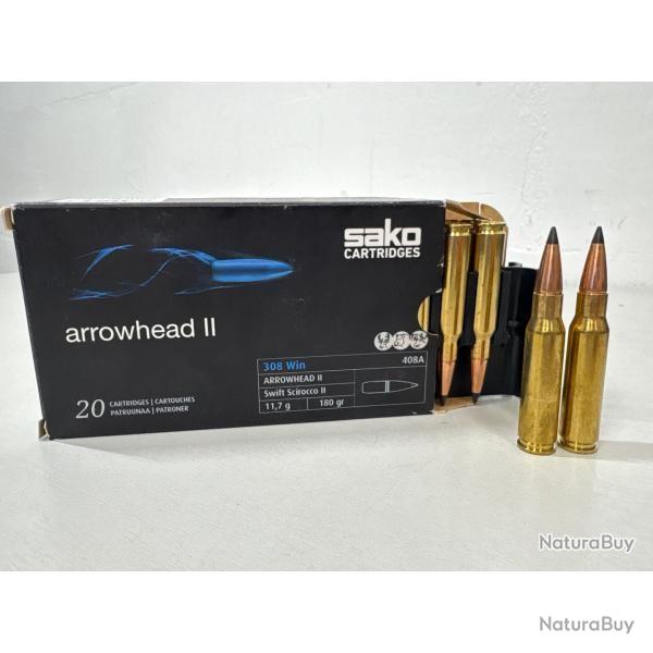 Cartouches SAKO Arrowhead II Calibre .308 Win 180grs x20