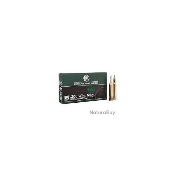 Cartouche RWS 300 win mag EVO GREEN 8.8g 136grs x 20