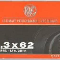 Cartouche RWS calibre 9.3X62 H MANTEL 16.7g 258grs x20