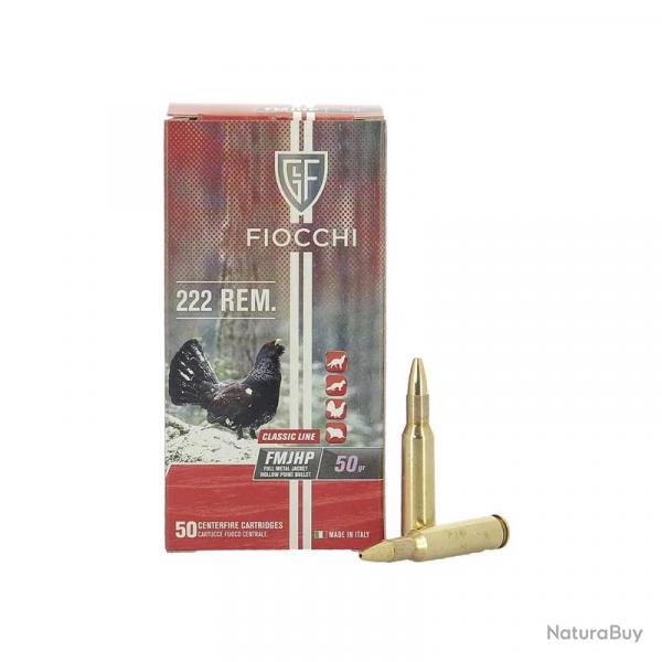 Cartouche FIOCCHI CALIBRE 222REM FMJHP 50Grs x50