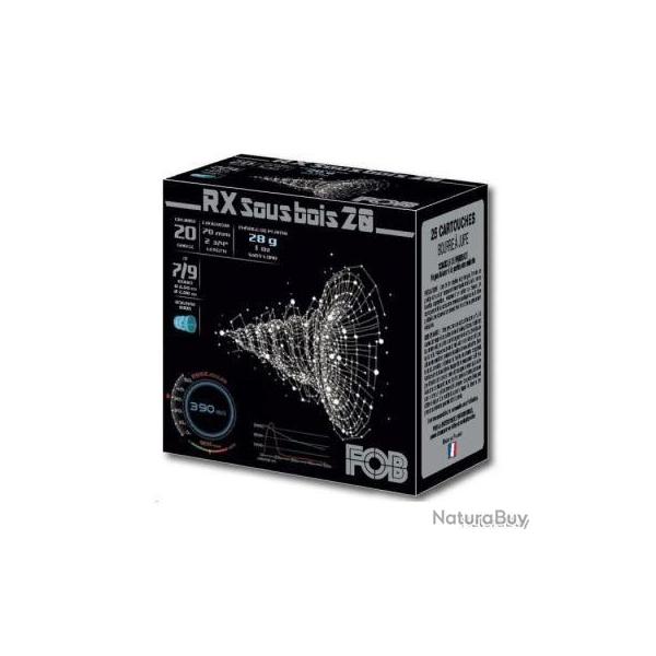 CARTOUCHES FOB RX SOUS BOIS CALIBRE 20/70mm N8/10 28g BOURRE  JUPE x25
