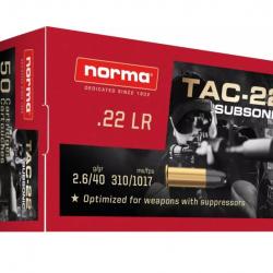 CARTOUCHE NORMA 22LR SUBSONIC 40GR 315 M/S x50