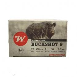CARTOUCHES WINCHESTER BUCKSHOT Calibre 12/70 - 9 Grains - x10