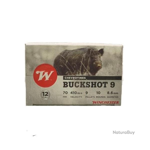 CARTOUCHES WINCHESTER BUCKSHOT Calibre 12/70 - 9 Grains - x10