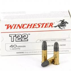 CARTOUCHES WINCHESTER T22 CALIBRE 22LR 40GR LRN X 50