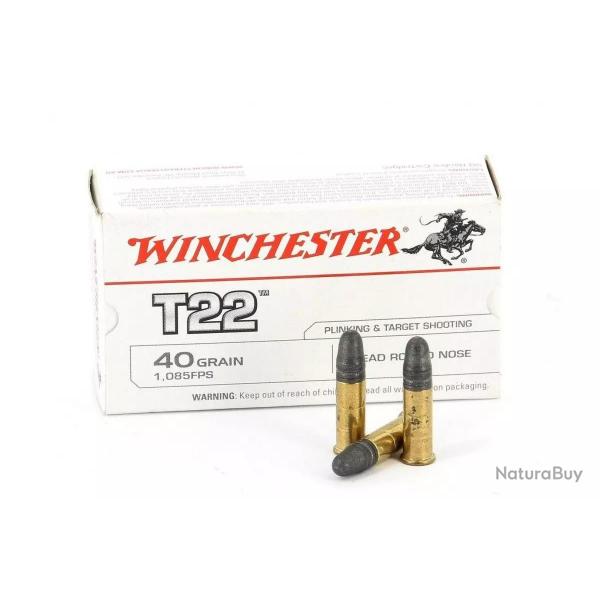 CARTOUCHES WINCHESTER T22 CALIBRE 22LR 40GR LRN X 50