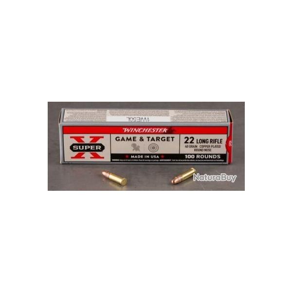 CARTOUCHE WINCHESTER SUPER-X CALIBRE 22LR 40GR COPPER PLATED LRN X 100