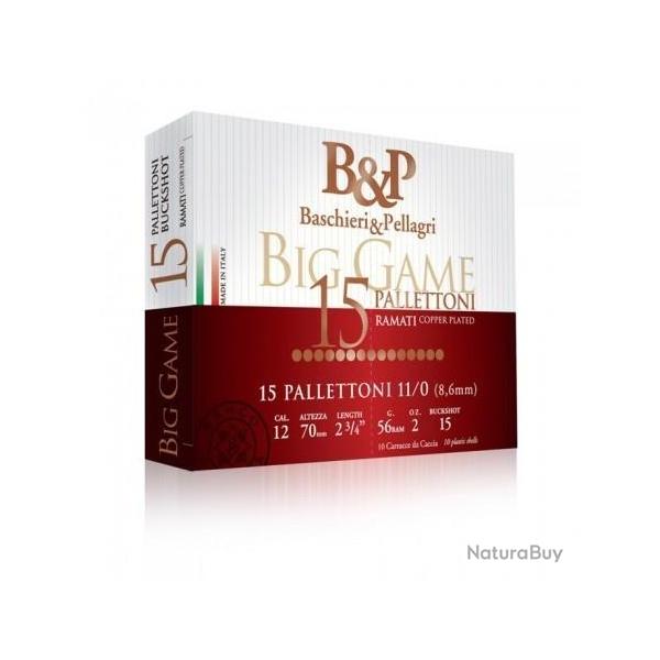 CARTOUCHE B&P BIG GAME PALLETTONI Calibre 12/70 15 Grains 56g x10