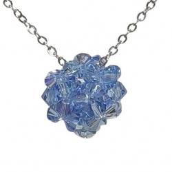 Collier Boule en Perles de Cristal Bleu Ciel Fait Main Neuf * LIVRAISON GRATUITE *