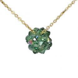 Collier Boule en Perles de Cristal Vert Clair Fait Main Neuf * LIVRAISON GRATUITE *