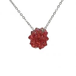 Collier Boule en Perles de Cristal Rose Saumon Fait Main Neuf * LIVRAISON GRATUITE *