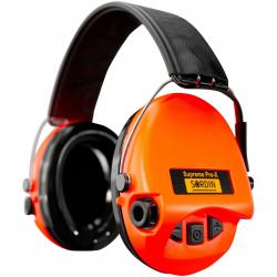 Casque anti-bruit électronique Supreme Pro-X (Couleur: Arceau : cuir noir, coques : orange vif)