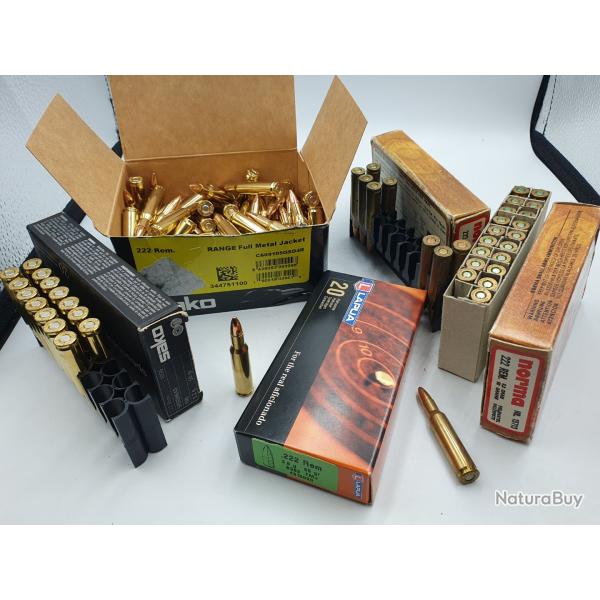 LOT DE 156 MUNITIONS CALIBRE 222REM - FMJ