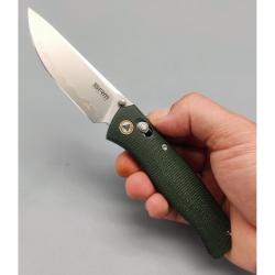 Couteau SRM Medal Lame Acier Laminated 140Cr Manche Micarta Vert OD Ambi-Lock SRM255LMG2