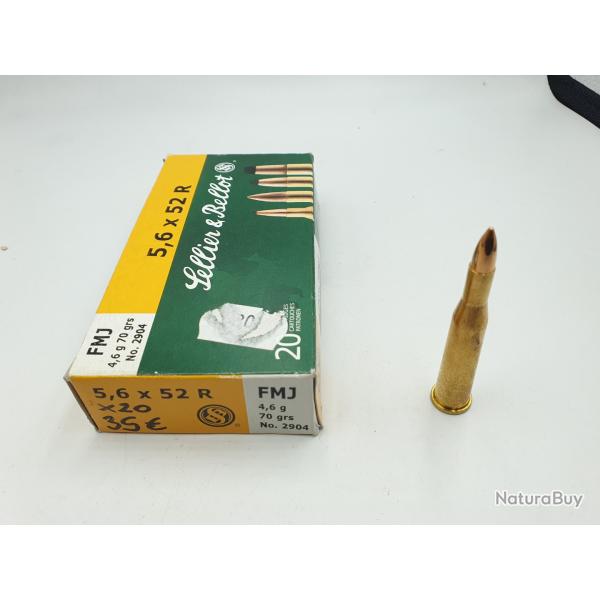 BOITE DE 20MUNITIONS SELLIER BELLOT CALIBRE 5.6X52R - FMJ