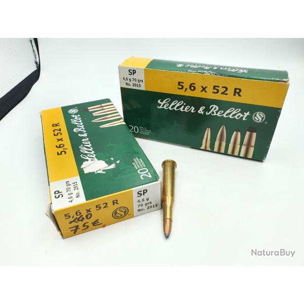 LOT DE 40 MUNITIONS SELLIER BELLOT CALIBRE 5.6X52R - SP
