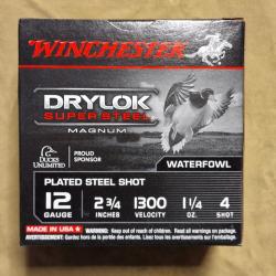 Boîte de 25 cartouches Winchester Drylok  cal 12/70 N°4 HILMAR SUPER DESTOCK !!!